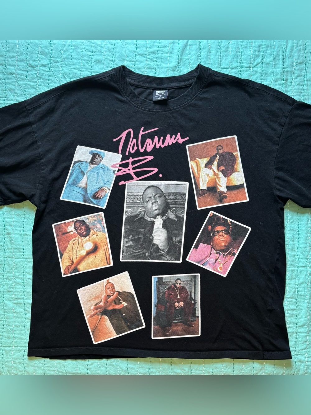 100% Cotton Notorious B.I.G. Biggie Smalls Photo Collage Graphic T-Shirt Rapper